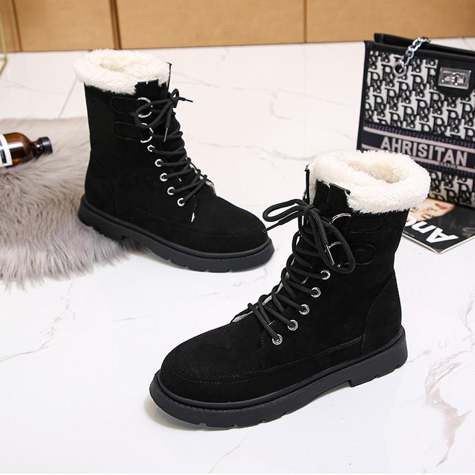 Woman Boots Winter Shoes Fur Boots Black Snow Boots Plush Warm Suede Ankle Booties Flat Shoes Women Boots Fashion Designer