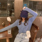 Spring and Autumn Lazy Long Sleeve Sweater V-neck Cardigan Loose Outer Wear Short Top Women's Knitwear Jacket