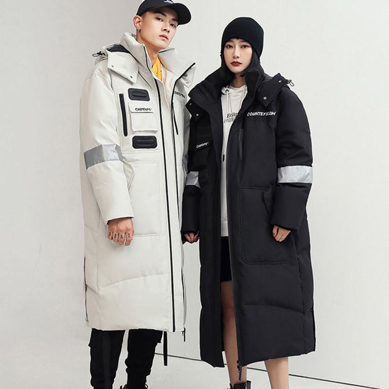 Over-the-knee Long Down Jacket Winter Men's and Women's Mid-length Tooling Thickened Korean Version Couple Decoration Body Coat Slim Coat