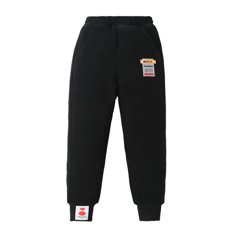 Girls and Boys' Cotton Trousers Wear A Pair of Winter Trousers for Big Children's Three-layer Quilted and Velvet Thick Warm Pants