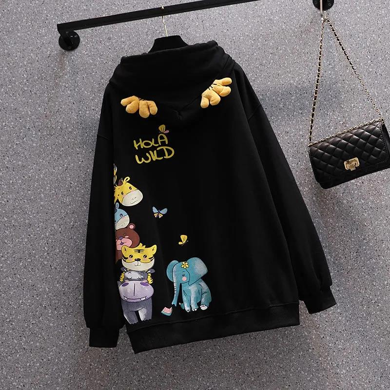 Hoodie Girl Aesthetic Cartoon Same Paragraph Casual Loose Sweatshirts Anime Carton Cute Print