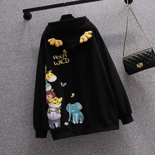 Hoodie Girl Aesthetic Cartoon Same Paragraph Casual Loose Sweatshirts Anime Carton Cute Print