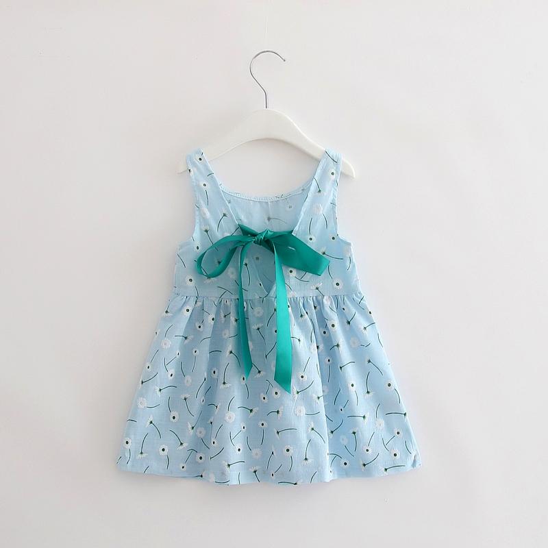 1-7 Years Baby Girls Sleeveless Flower Print Dresses Clothes Kids Summer Princess Dress Children Party Ball Pageant Dress Outfit