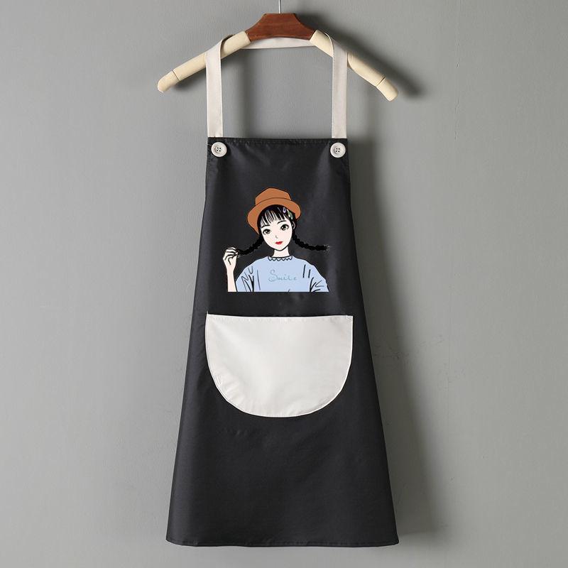 Apron Female Household Kitchen Waterproof and Oil-proof Japanese Cute Nail Coffee Shop Work Clothes Cute Household Apron