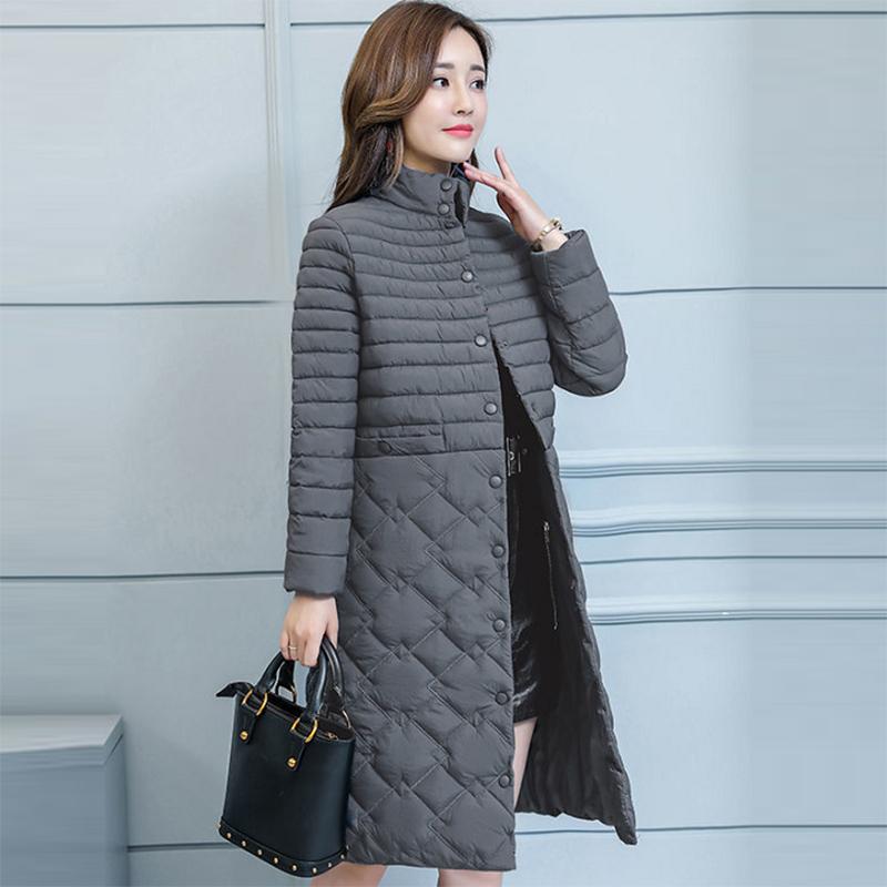 Women's Solid Color Down Jacket Mid-length Down Jacket Winter Korean Style Loose Coat Warm Stand-collar Down Jacket Quilted Jacket
