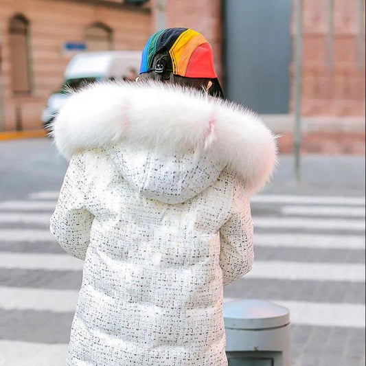 Children's Down Jacket Girl Mid-length Down Jacket Loose and Thick To Keep Warm