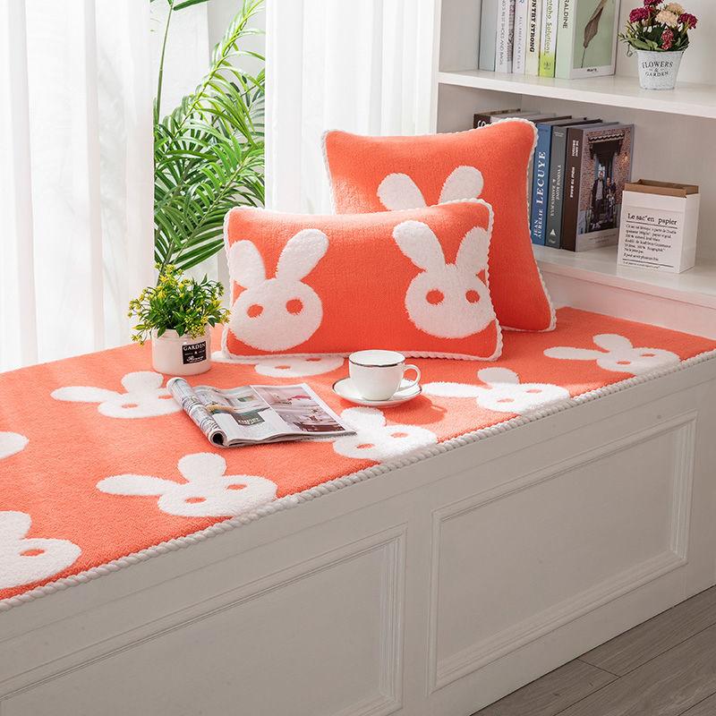 Printed Bay Window Cushion Non-Slip Crystal Velvet Window Sill Pad Bay Window Pad Tatami Mats Sofa Cushion Used for Indoor Outdoor