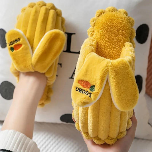 Autumn and Winter Pure Cotton Slippers Indoor Non-slip Soft-soled Shoes Warm Simple Plush Cotton Shoes