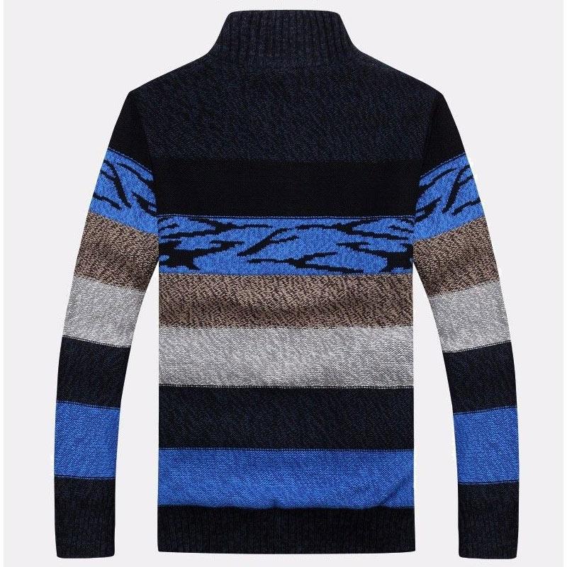 Men's Sweater Jacket Fleece Thickened Knitted Sweater Cardigan Stand Collar Plus Size Winter Turtleneck Sweater