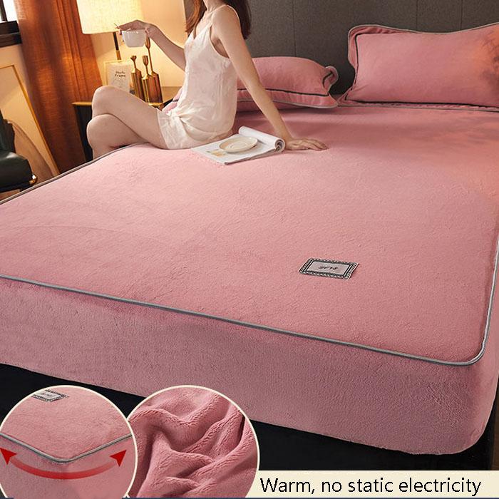 3pcs/set Winter Coral Fleece Bedspread Thick Warm Flannel Mattress Cover Non-slip Bedspread Protective Cover