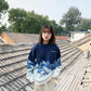 Autumn and Winter Stitching College Style Sweater Loose Outer Wear Casual Jacket Round Neck Pullover Knitted Jacket