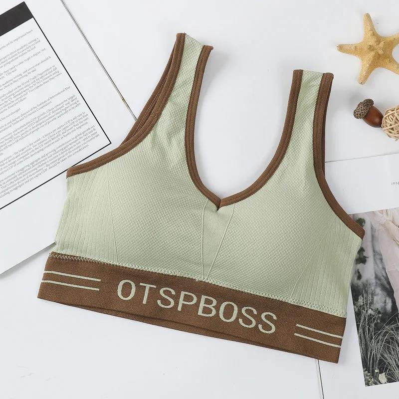 Korean Version of Sports Fitness Running Shockproof Tight Elastic No Steel Ring Yoga Beauty Back Tube Top Wrap Chest Anti-glare Bottoming Bra