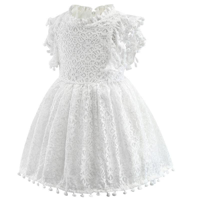 Princess Dress Children's Summer Cotton Dress Girls Korean Style Lace Flying Sleeves Hollow Child