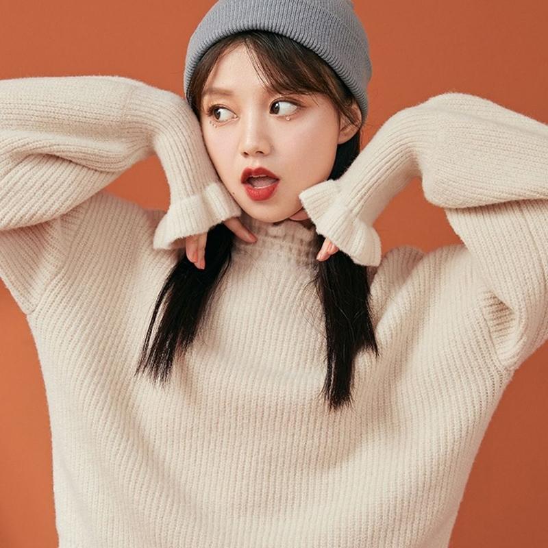 Sweater Women's Autumn Winter Outer Wear Knit Sweater Tops Pullover Gentle Style Long-sleeved Bottoming Shirt Women