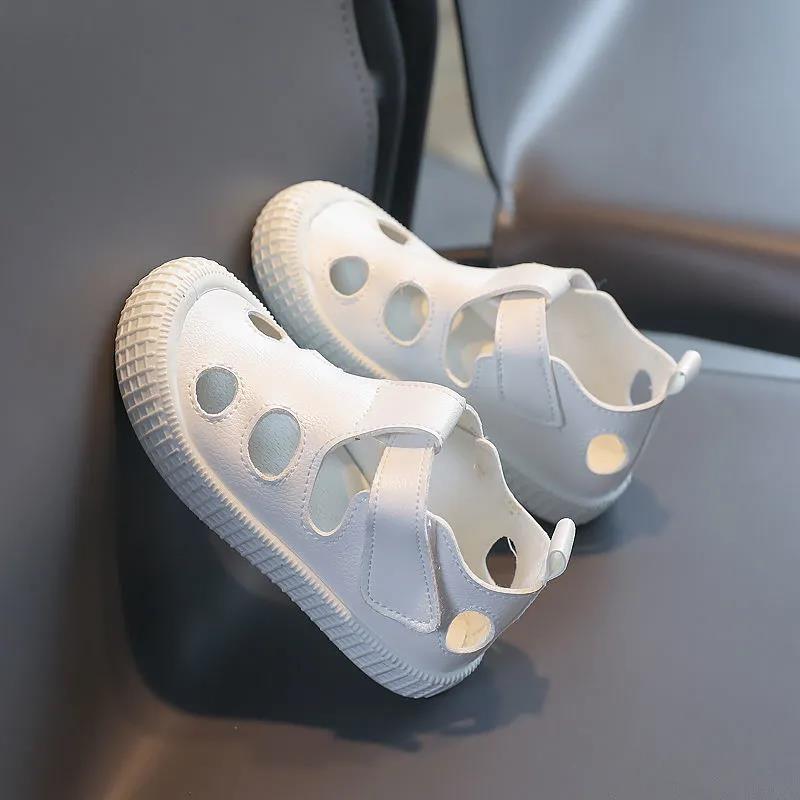 Children's Summer Shoes Anti-slip Soft Sole Princess Flat Shoes Solid Color Hollow Out Casual Cool Shoes