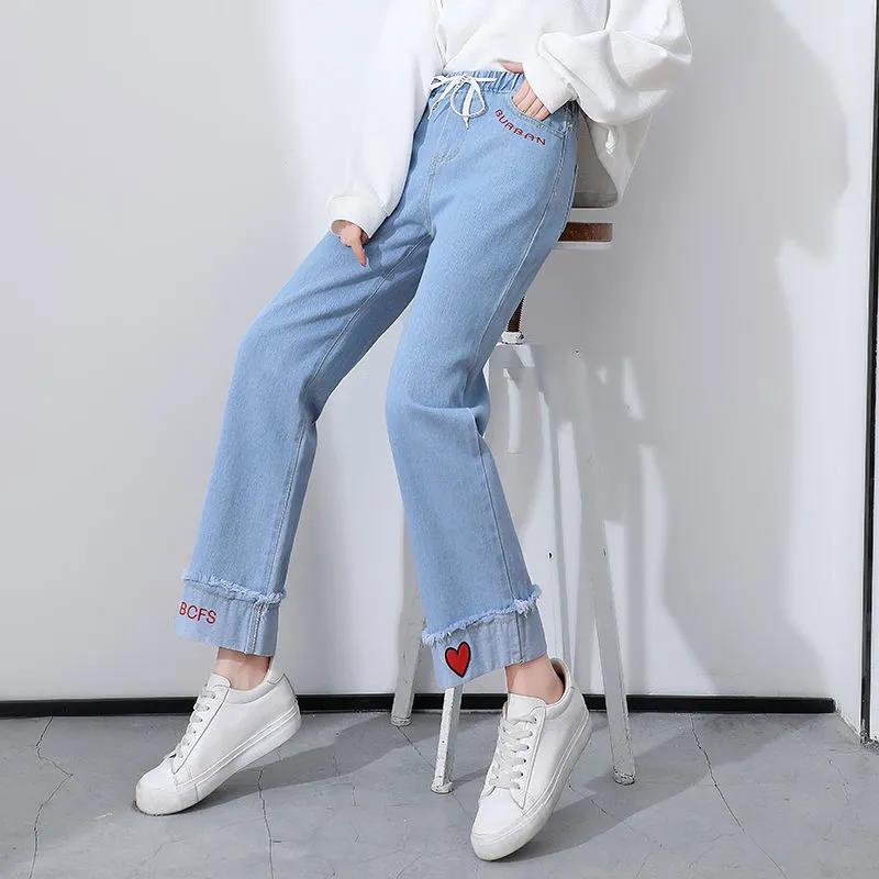 Women's Jeans High Waist Slim Straight Leg Pants Spring Students Korean Loose Slim Wide Leg Pants
