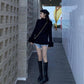 Pofulove Turtleneck Sweater Women Loose Students Long Thick Knit Velvet Bottoming Female Shirt