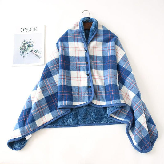 Thicken In Autumn and Winter To Keep Warm and Heat Take A Lazy Flannel Blanket Multi-purpose Shawl Blanket Female Nap Cloak