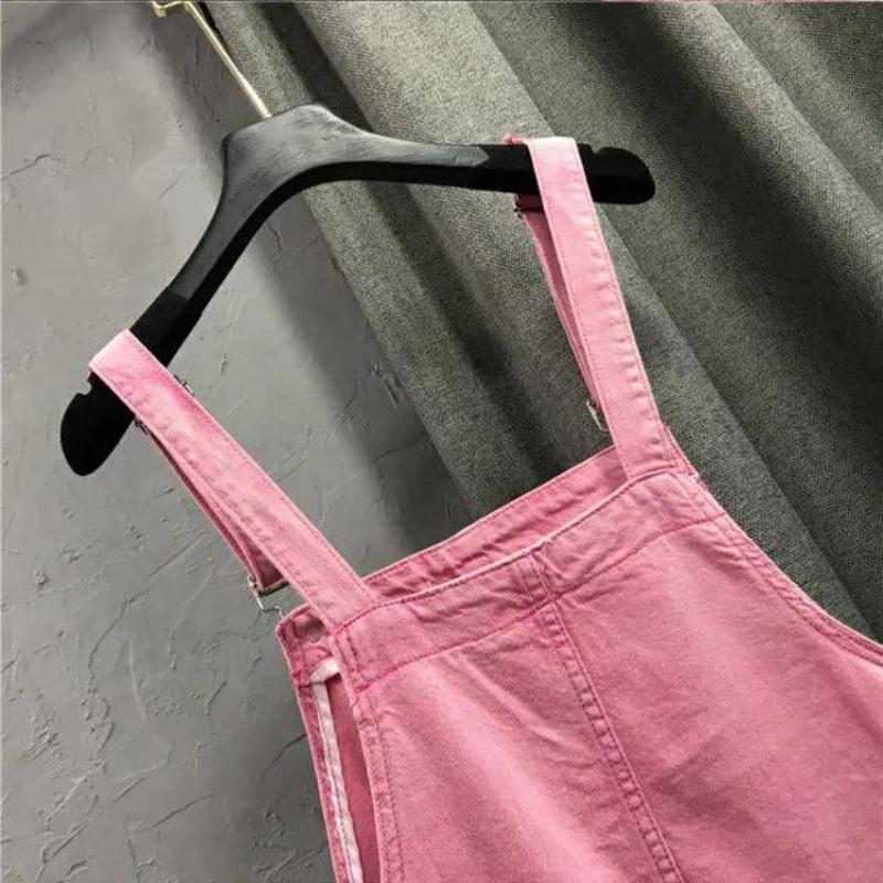 Korean Version of The Denim Short Skirt Female Spring and Summer Age Reduction Is Thin and Small Can Be Salt Can Be Sweet Sling Pink Dress