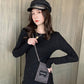 Pofulove dress winter was thin long-sleeved bottoming dress black long skirt autumn women tide