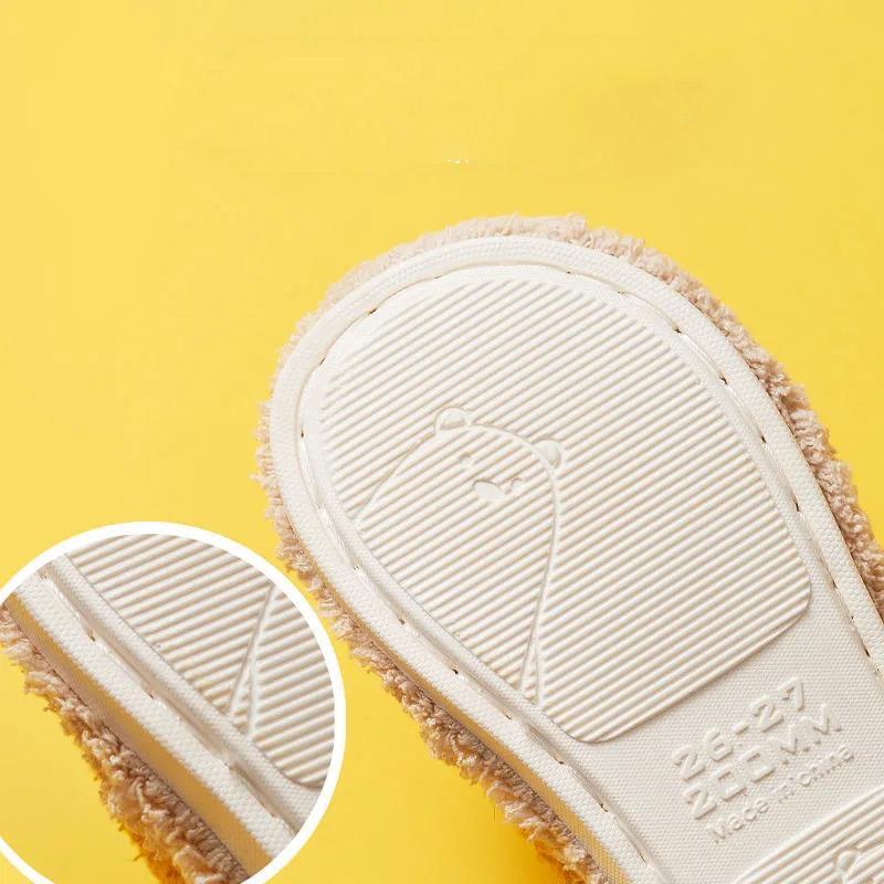 Children's Cotton Slippers Boys Cartoon New 4-10-year-old Boys Autumn and Winter Cute Winter Dinosaur Wool Slippers Parents and Children