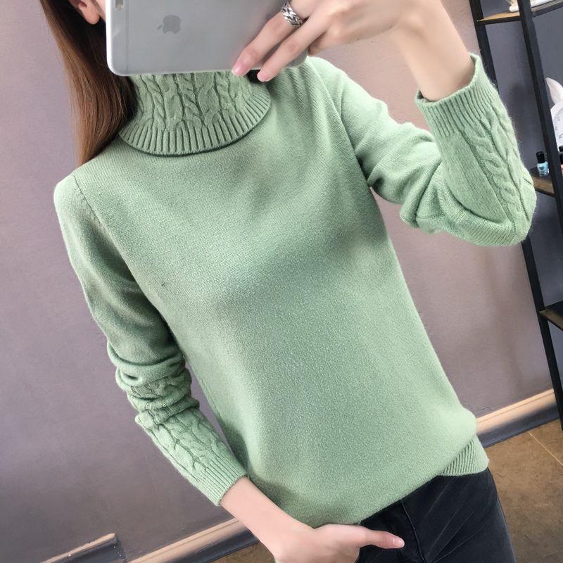 Pofulove Knit Sweater  Women Turtleneck Pullover Sweater Long Sleeve Winter Warm jumper Thick