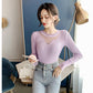 Sweater Women Autumn Winter Bottoming Shirt Women's Mesh Stitching Loose Long-sleeved Round Neck Korean Knit Sweater with Top
