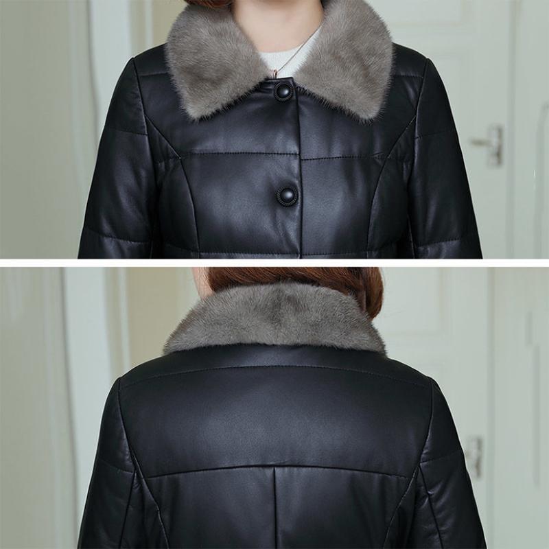 Women's Winter Korean Loose Quilted Coat Warm Padded Stand-collar Down Jacket Women's Solid Color Regular Down Jacket with Fur Collar