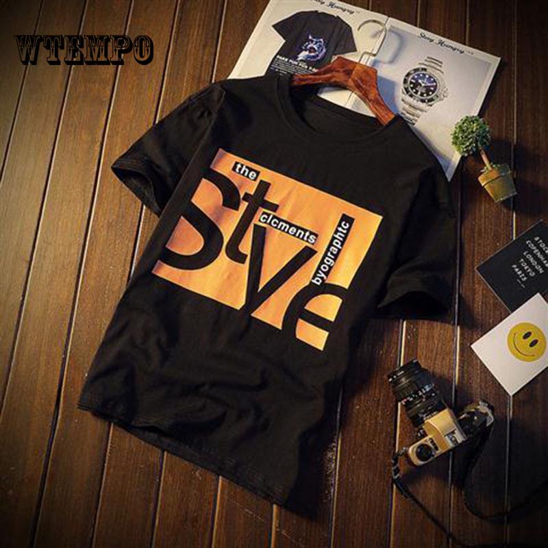 Summer Korean Style Men's New Letter Printing Round Neck Clothing Loose Short Sleeve T-shirts