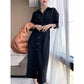 Spring Summer White Shirt Dress Cardigan Niche Waist Waist Was Thin A-line Long Skirt Women