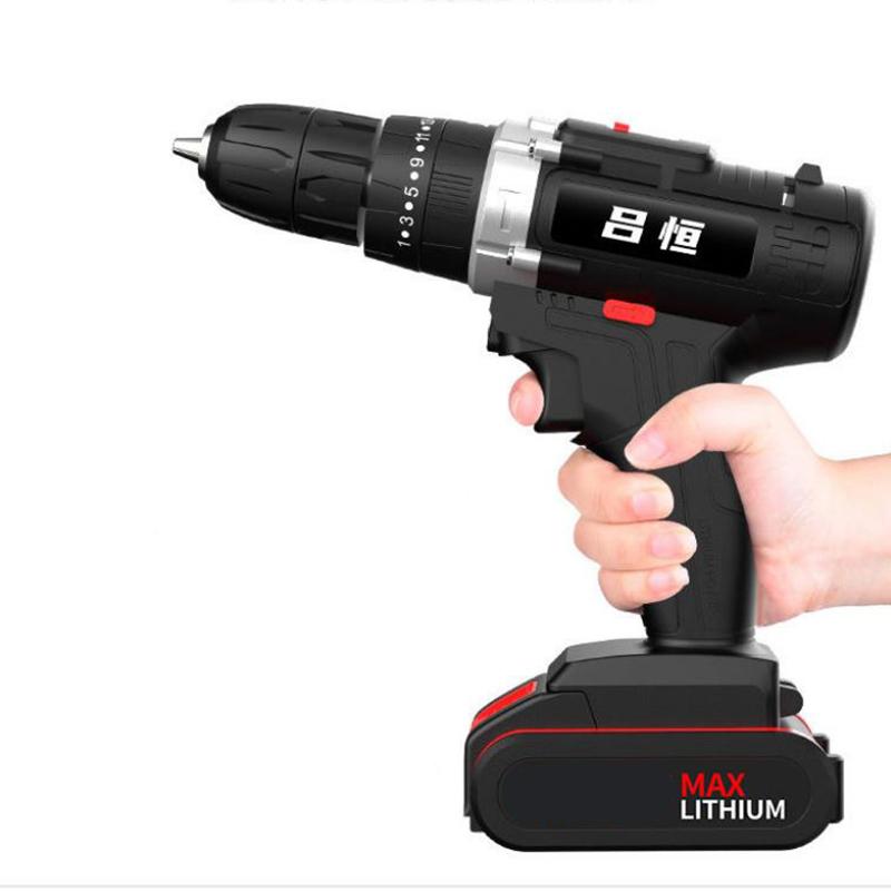128Vf Industrial Cordless Electric Drill Two-speed Electric Screwdriver with Rechargeable Motor Power Tools