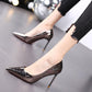 Spring Autumn Pointed Toe French Girl Silver High Heels Women Stiletto All-match Patent Leather Single Shoes