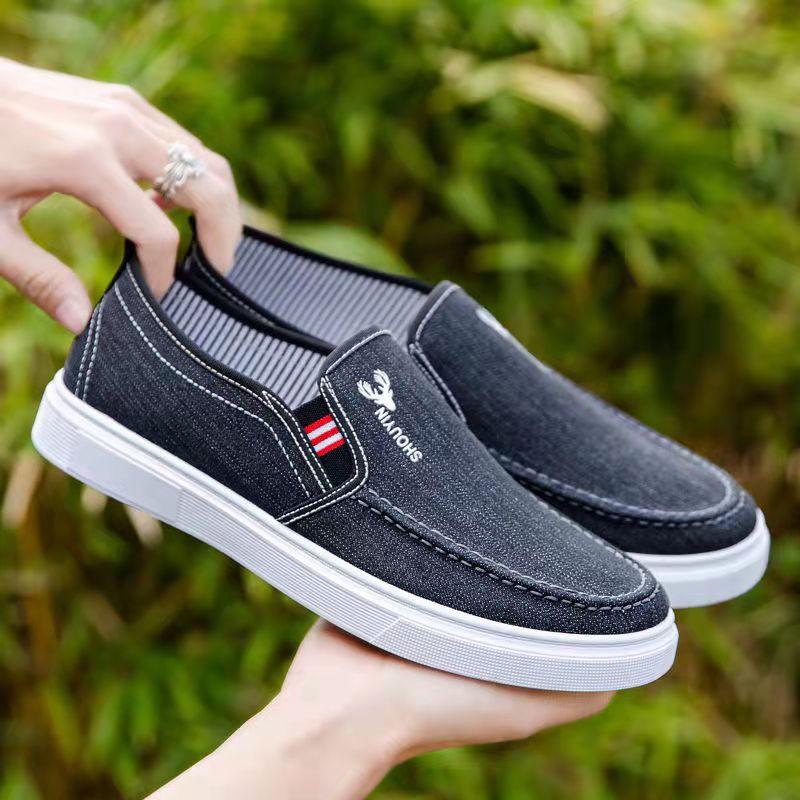 Men's Spring Canvas Shoes Old Beijing Cloth Shoes Dad Flat Comfortable Driving Shoes Slip-on Casual Shoes Husband Shoes