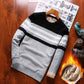 Pure Cotton Sweater Men's Striped Bottoming Sweater Long-sleeved Sweater Plus Velvet Thickening To Keep Warm