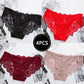 4PCS Ladies Lace Panties Sexy Charming Hollow Low Waist Briefs Seamless Cotton Crotch Girls Triangle Shorts Transparent Underwear