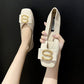 Retro British Style Square-toed Ladies Flat Shoes Non-slip Lightweight Soft Leather Non-grinding Feet Working Women Can Wear Casual Shoes