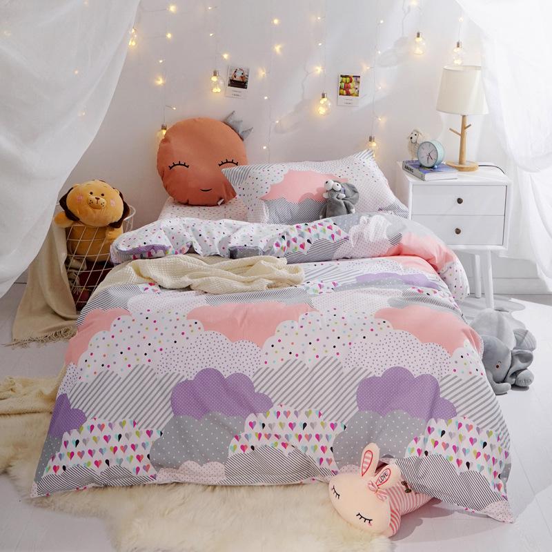 Bed Flat Sheet 100% Cotton Bedding Set Duvet Cover Pillowcase Quilt Cover Bedclothes