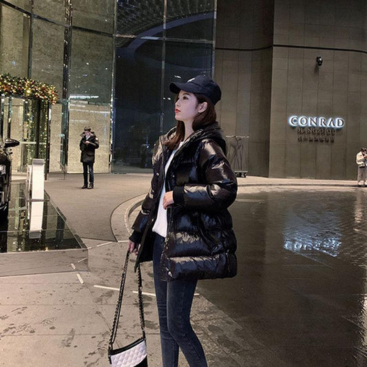 Glossy White Duck Down Down Jacket Women's Mid-length Thickened Waist Coat