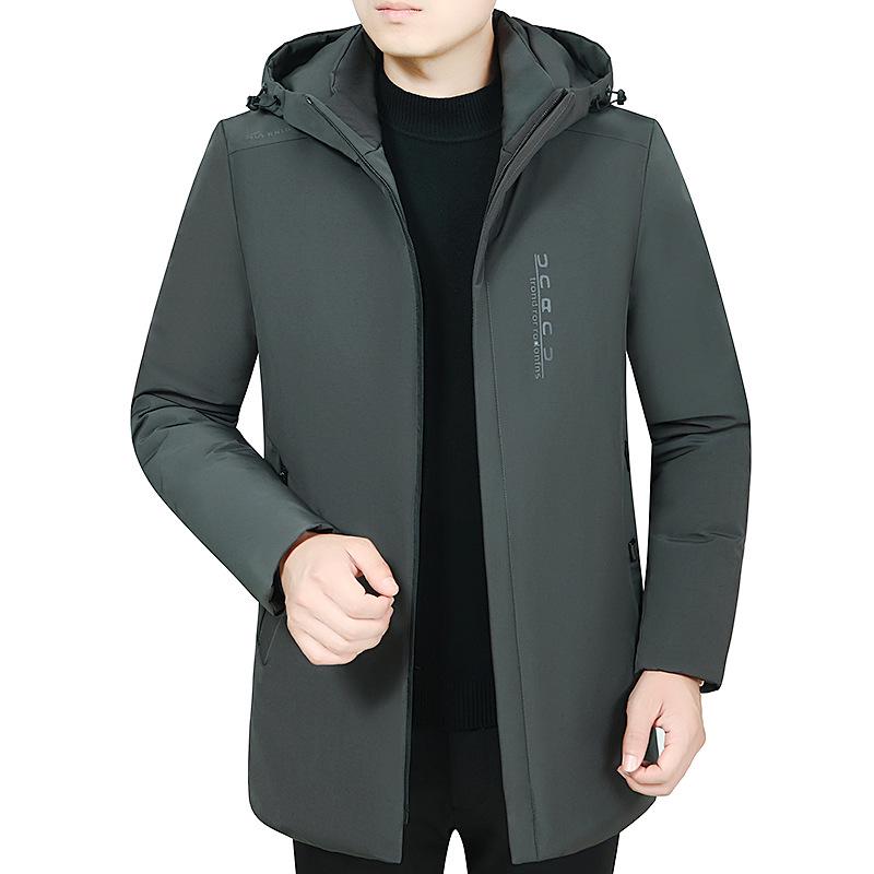 Men's Hooded Jacket Winter Warm Thick Long Sleeve Zipper Male Stand Collar Down Padded Jacket