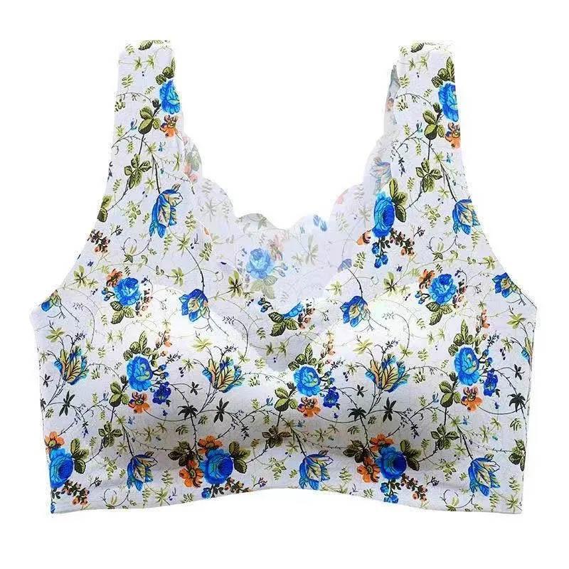 Ladies Large Size Bra Middle-aged and Elderly No Steel Rings Gathering Ice Silk Beauty Vest Vest Bra Thin Breathable Lightweight Bra
