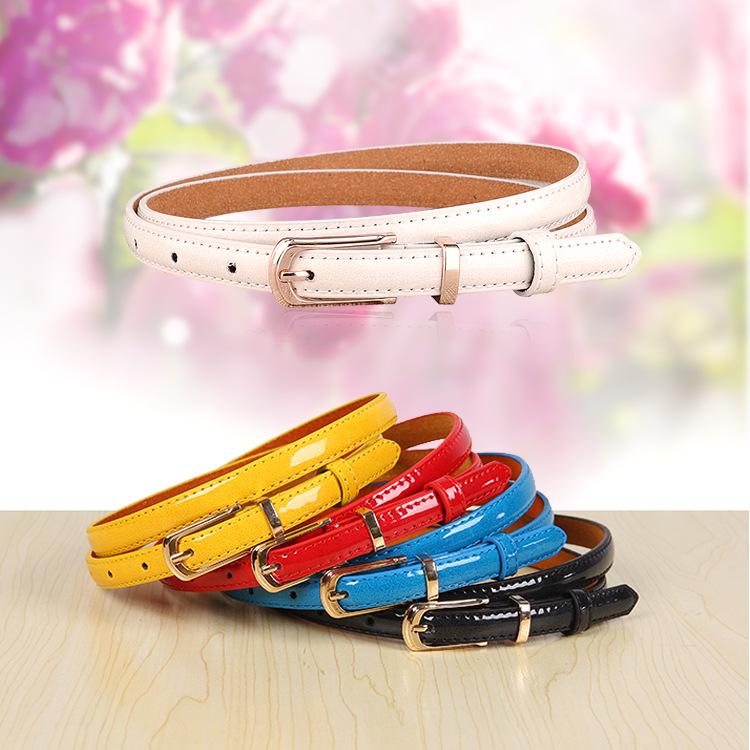 Ladies Belt PU Cowhide Candy Color Thin Belt Casual Jeans Decoration Single Head Buckle