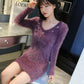 Autumn Women Knitting Skirt Solid Color Turtleneck Knit Sweater Slim Skirt Set
