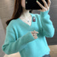 Autumn and Winter V-neck Sweater Fashion All-match Loose Jacket Knit Short Blouse