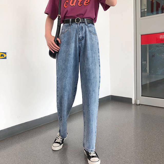 WTEMPO Women's Jeans Summer Retro High Waist Thin Section Straight Pants Wild Loose Trousers Wide Leg Pants