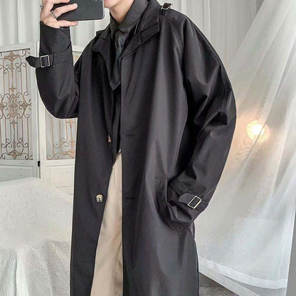 Autumn and Winter Windbreaker Jacket Men's Hong Kong Style Jacket Loose Coat