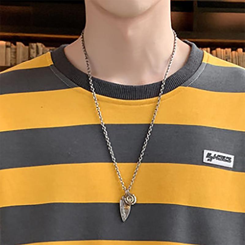Sweater Men's Autumn Korean Striped Long-sleeved Sweater with A Bottoming Loose and Comfortable Sweatshirt
