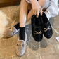 Women Winter Warm Faux Fur Flat Shoes Casual Fuzzy Loafers Ladies Slip on Plush Shoes Large Size 35-43