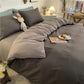 Pure Color Simple Nordic Fengshui Washed Cotton Four-piece Quilt Cover Sheet Student Dormitory Three-piece Bedding