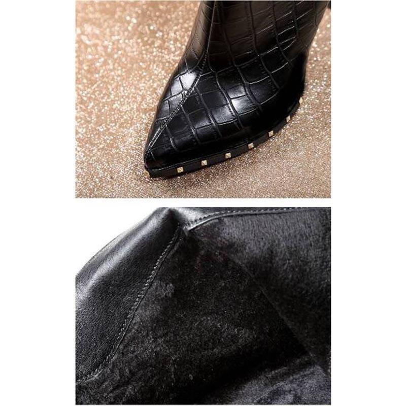 Women Buckle Ladies Faux Warm Boots Ankle Boots High Heels Martin Shoes Woman Warm Boots