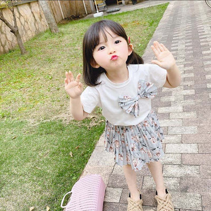 Girls' Suits Western-style Cotton Children's Summer Fashion Floral Skirt Baby Summer Short-sleeved Two-piece Suit